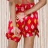 100% Silk ShopTIE SHORTS - POMEGRANATE IKAT