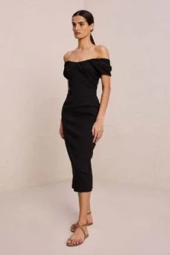 A.L.C.Nora Linen Midi Dress - Black -AGOLDE Store ALC Nora Linen Midi Dress Black 20231004165513