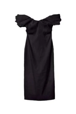 A.L.C.Nora Linen Midi Dress - Black -AGOLDE Store ALC Nora Linen Midi Dress Black 20231004165513 3