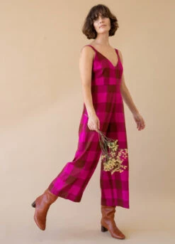 Ali GoldenPlaid Fitted Jumper - Rust/Pink