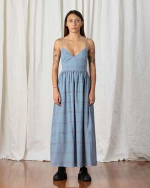 Ali GoldenTie Back Maxi Dress - Blue Plaid 4 Ali GoldenTie Back Maxi Dress - Blue Plaid - Image 2