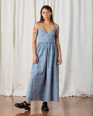Ali GoldenTie Back Maxi Dress - Blue Plaid 6 Ali GoldenTie Back Maxi Dress - Blue Plaid - Image 4