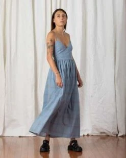 Ali GoldenTie Back Maxi Dress - Blue Plaid 13 Ali GoldenTie Back Maxi Dress - Blue Plaid -AGOLDE Store Ali Golden Tie Back Maxi Dress Blue Plaid 20230225003659