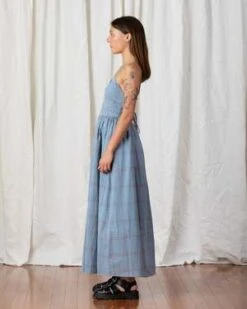 Ali GoldenTie Back Maxi Dress - Blue Plaid 14 Ali GoldenTie Back Maxi Dress - Blue Plaid -AGOLDE Store Ali Golden Tie Back Maxi Dress Blue Plaid 20230225003700
