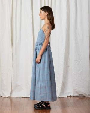 Ali GoldenTie Back Maxi Dress - Blue Plaid 8 Ali GoldenTie Back Maxi Dress - Blue Plaid - Image 6