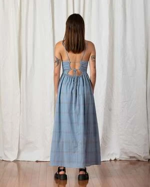 Ali GoldenTie Back Maxi Dress - Blue Plaid 9 Ali GoldenTie Back Maxi Dress - Blue Plaid - Image 7