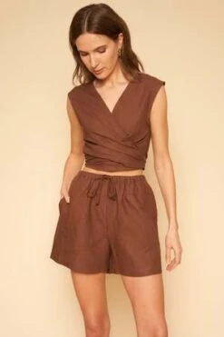 Whimsy + RowWhimsy + Row Allison Linen Shorts - Chocolate -AGOLDE Store Allison Shorts in Chocolate Linen 20230214063419 2