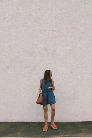 A MenteAmente Linen Pleated Short - Denim Blue 7 A MenteAmente Linen Pleated Short - Denim Blue - Image 5