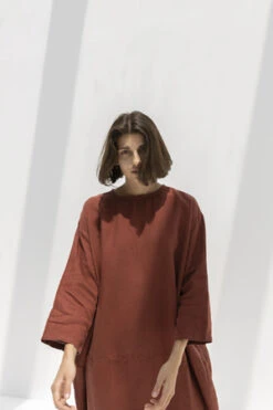 Black CraneLong Bud Dress - Brick -AGOLDE Store BLACK CRANE LONG BUD DRESS BRICK 20230407102140