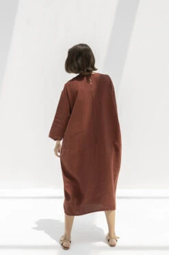 Black CraneLong Bud Dress - Brick -AGOLDE Store BLACK CRANE LONG BUD DRESS BRICK 20230407102225