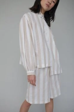 Et TigreBrookes Linen Shorts - Stripe Beige -AGOLDE Store BROOKES LINEN SHORTS 20201105003652