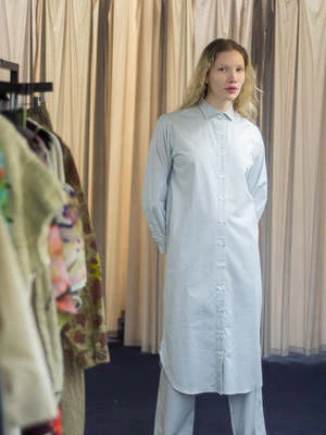 BaserangeOle Shirt Dress - Textured Blue Stripe 3 BaserangeOle Shirt Dress - Textured Blue Stripe