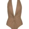 Karla CollettoBasics Plunge Halter Swimsuit - Latte -AGOLDE Store Basics Plunge Halter Swimsuit Latte 20230624102504