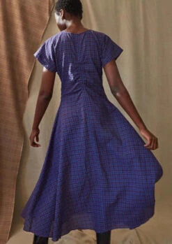 Caron CallahanVeda Dress - Cerulean Puckered Mini Plaid -AGOLDE Store Caron Callahan Veda Dress Cerulean Puckered Mini Plaid 20231020233730 2