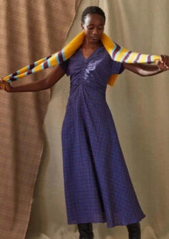 Caron CallahanVeda Dress - Cerulean Puckered Mini Plaid -AGOLDE Store Caron Callahan Veda Dress Cerulean Puckered Mini Plaid 20231020233730