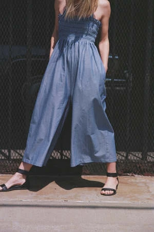Juliette FabbriColette Smocked Jumpsuit - Chambray 3 Juliette FabbriColette Smocked Jumpsuit - Chambray