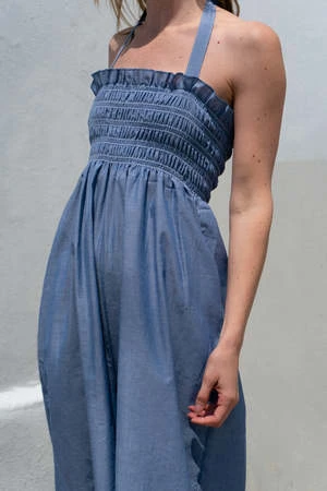 Juliette FabbriColette Smocked Jumpsuit - Chambray 5 Juliette FabbriColette Smocked Jumpsuit - Chambray - Image 3