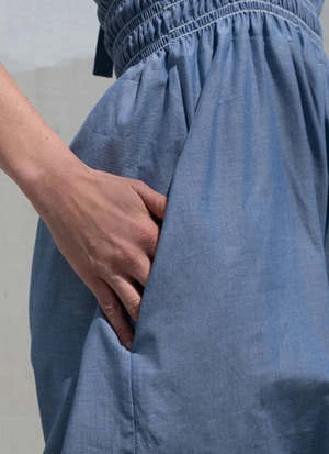 Juliette FabbriColette Smocked Jumpsuit - Chambray 6 Juliette FabbriColette Smocked Jumpsuit - Chambray - Image 4