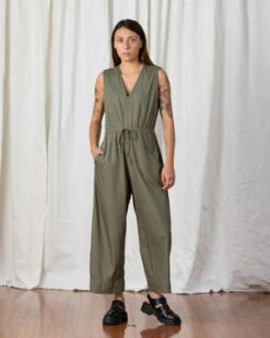 Ali GoldenCotton Slit-Back Jumper - Faded Olive