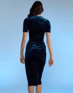 CYNTHIA ROWLEYCrushed Velvet Dress - TEAL -AGOLDE Store Crushed Velvet Dress 20221229175549 3