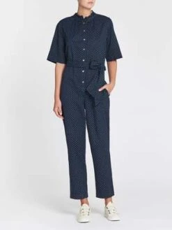 Rebecca TaylorDahlia Dot Twill Jumpsuit - BLUE