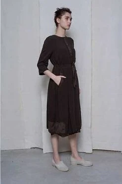 H+ Hannoh WesselH+ Hannoh Wessel Danita Crepe Dress - Sepia -AGOLDE Store Danita Crepe Dress Sepia 20230924203525 1