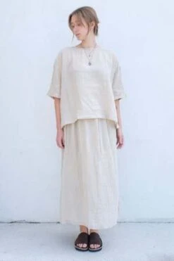 Black CraneDouble Layered Skirt - Natural