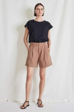 Apiece ApartFrancoise Pleated Short - Woodsmoke