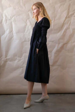 Juliette FabbriFinn Smocked Midi Dress - Black -AGOLDE Store Finn Smocked Midi Dress in Black 20231005000156 1