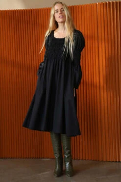Juliette FabbriFinn Smocked Midi Dress - Black -AGOLDE Store Finn Smocked Midi Dress in Black 20231005000157