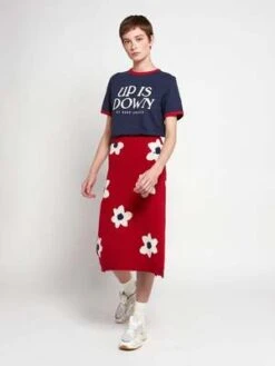 Bobo ChosesFloral Jacquard Pencil Skirt - Burgundy Red -AGOLDE Store Floral Jacquard Pencil Skirt 20230823074522