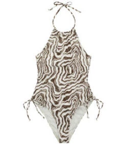 GanniRecycled Printed Tieband Swimsuit - Egret Multi