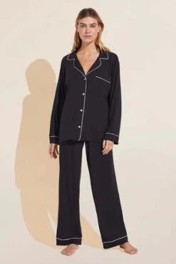 EberjeyGisele Long PJ Set - Black/Sorbet Pink 7 EberjeyGisele Long PJ Set - Black/Sorbet Pink -AGOLDE Store Gisele Long PJ Set in Black Sorbet Pink 20230913182810 1