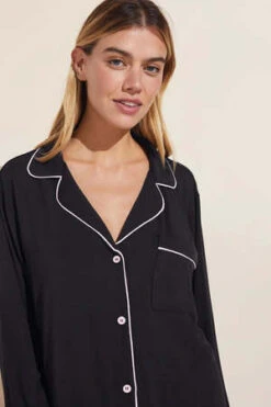 EberjeyGisele Long PJ Set - Black/Sorbet Pink 8 EberjeyGisele Long PJ Set - Black/Sorbet Pink -AGOLDE Store Gisele Long PJ Set in Black Sorbet Pink 20230913182810 2