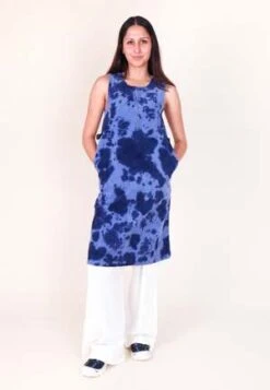 GramicciWaffle Cord Mid-Length Dress - Navy Bleach Dye