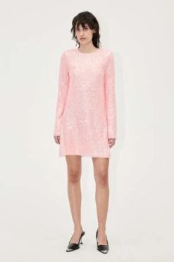 Stine GoyaHEIDI DRESS - BLUSH PINK SEQUINS