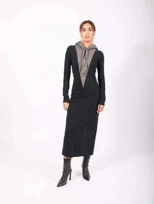 MM6 Maison MargielaHooded Long Dress - Gray/Black 3 MM6 Maison MargielaHooded Long Dress - Gray/Black