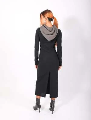 MM6 Maison MargielaHooded Long Dress - Gray/Black 8 MM6 Maison MargielaHooded Long Dress - Gray/Black - Image 6