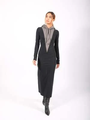 MM6 Maison MargielaHooded Long Dress - Gray/Black 10 MM6 Maison MargielaHooded Long Dress - Gray/Black - Image 8