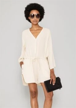 BERENIKSHORT LOOSE BELT JUMPSUIT - Creme -AGOLDE Store JUMPSUIT SHORT LOOSE BELT creme 20180924181606 1
