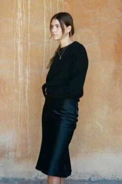 Merritt CharlesKendall Silk Bias Cut Slip Skirt - Black -AGOLDE Store Kendall Slip Skirt Black Silk Bias Cut Slip Skirt 20231004190947