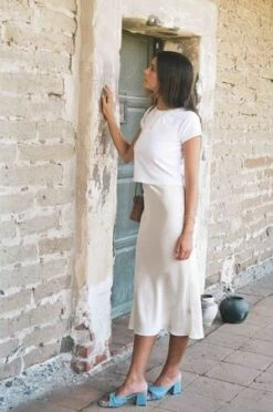 Merritt CharlesKendall Silk Bias Cut Slip Skirt - Ivory White -AGOLDE Store Kendall Slip Skirt Ivory White Silk Bias Cut Slip Skirt 20231004190951 2