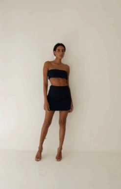 BAHHGOOSEMINI RIB SKIRT - Navy