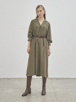 Maison De InesClassic Shirt Dress - Khaki