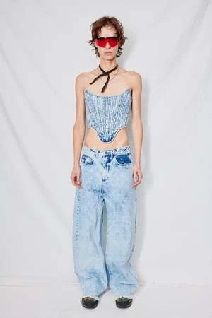 Marques AlmeidaAcid Wash Denim Shaped Corset - Acid Wash Denim 4 Marques AlmeidaAcid Wash Denim Shaped Corset - Acid Wash Denim - Image 2