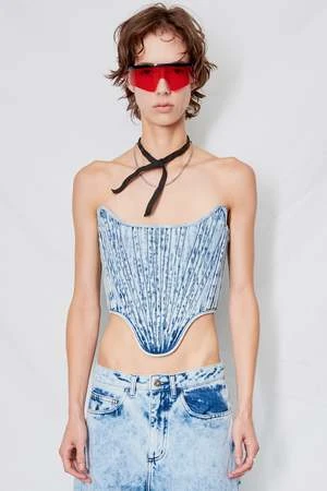 Marques AlmeidaAcid Wash Denim Shaped Corset - Acid Wash Denim 3 Marques AlmeidaAcid Wash Denim Shaped Corset - Acid Wash Denim