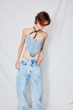 Marques AlmeidaAcid Wash Denim Shaped Corset - Acid Wash Denim 7 Marques AlmeidaAcid Wash Denim Shaped Corset - Acid Wash Denim - Image 5