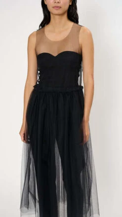 Noir Kei NinomiyaMesh Round Neck Midi Dress - Black 10 Noir Kei NinomiyaMesh Round Neck Midi Dress - Black -AGOLDE Store Mesh Round Neck Midi Dress in Black 20230930005621 1