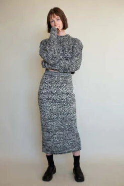 EGGISMix Color Knit Pencil Skirt - Black -AGOLDE Store Mix Color Knit Pencil Skirt in Black 20221219184046 3