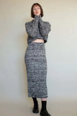 EGGISMix Color Knit Pencil Skirt - Black -AGOLDE Store Mix Color Knit Pencil Skirt in Black 20221219184047 2